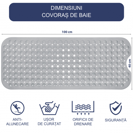Covoras pentru cada, anti-alunecare, FizioTab®, 100x40 cm, Gri [4]