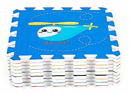 Covoras Puzzle FizioTab® din spuma EVA, 9 piese, Elicopter, Vaporas, Masinuta, 86x86 cm [4]