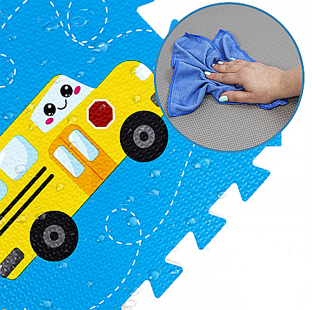 Covoras Puzzle FizioTab® din spuma EVA, 9 piese, Elicopter, Vaporas, Masinuta, 86x86 cm [3]