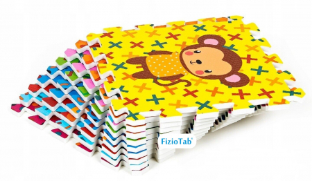 Covoras Puzzle FizioTab® din spuma EVA, 9 piese, Model Animale, 86x86 cm [5]