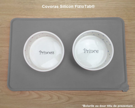 Covoras Silicon pentru Animale, FizioTab®, Suport Castroane si Boluri pentru Caini si Pisici, Gri [2]