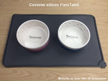 Covoras Silicon pentru Animale, FizioTab®, Suport Castroane si Boluri pentru Caini si Pisici, Negru [4]