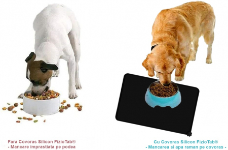 Covoras Silicon pentru Animale, FizioTab®, Suport Castroane si Boluri pentru Caini si Pisici, Negru [5]