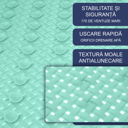 Covoras pentru cada, anti-alunecare, FizioTab®, 100x40 cm, tip impletitura, Verde [2]