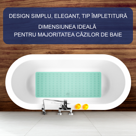 Covoras pentru cada, anti-alunecare, FizioTab®, 100x40 cm, tip impletitura, Verde [1]