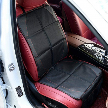 Husa Protectie Bancheta Auto FizioTab®, 2 Buzunare de Depozitare, Impermeabila, 120 X 48 cm, Negru cu Fire Rosii [4]