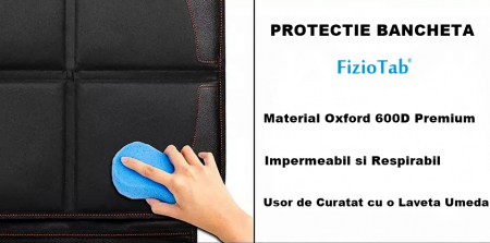 Husa Protectie Bancheta Auto FizioTab®, 2 Buzunare de Depozitare, Impermeabila, 120 X 48 cm, Negru cu Fire Rosii [8]