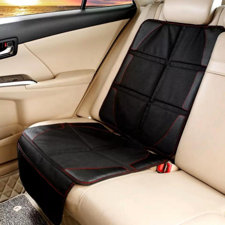 Husa Protectie Bancheta Auto FizioTab®, 2 Buzunare de Depozitare, Impermeabila, 120 X 48 cm, Negru cu Fire Rosii [5]