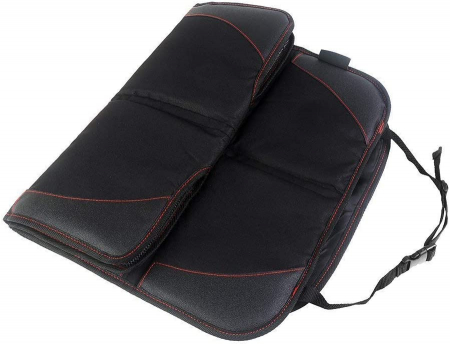 Husa Protectie Bancheta Auto FizioTab®, 2 Buzunare de Depozitare, Impermeabila, 120 X 48 cm, Negru cu Fire Rosii [7]