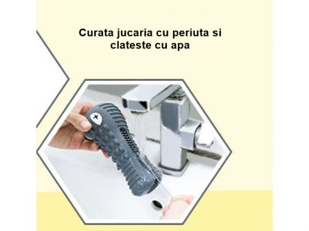 Jucarie de Ros pentru Caini, FizioTab®, Crocodil, Dog Dental Chew Toy, Gri, Cadou Periuta de Curatat [10]