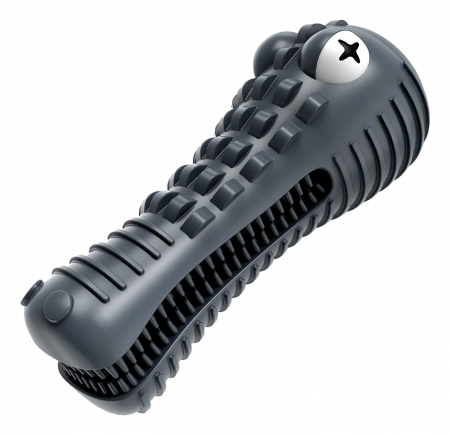 Jucarie de Ros pentru Caini, FizioTab®, Crocodil, Dog Dental Chew Toy, Gri, Cadou Periuta de Curatat [7]