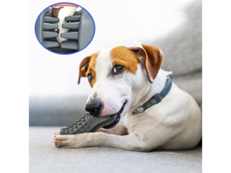 Jucarie de Ros pentru Caini, FizioTab®, Crocodil, Dog Dental Chew Toy, Gri, Cadou Periuta de Curatat [9]