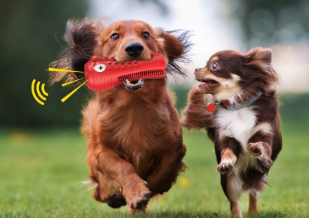 Jucarie de Ros pentru Caini, FizioTab®, Crocodil, Dog Dental Chew Toy, Rosu, Cadou Periuta de Curatat [4]