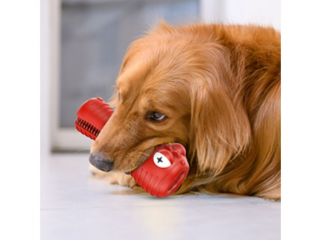 Jucarie de Ros pentru Caini, FizioTab®, Crocodil, Dog Dental Chew Toy, Rosu, Cadou Periuta de Curatat [7]