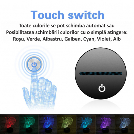 Lampa De Veghe 3D LED FizioTab® 7 Culori, Lumina Ambientala, Alimentare USB, Centrosaurus [1]