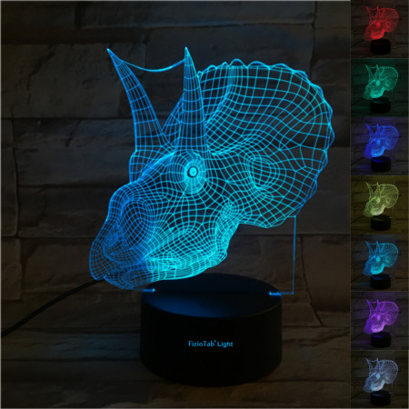 Lampa De Veghe 3D LED FizioTab® 7 Culori, Lumina Ambientala, Alimentare USB, Centrosaurus