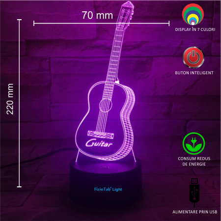 Lampa De Veghe 3D LED FizioTab 7 Culori, Lumina Ambientala, Alimentare USB, Chitara [2]