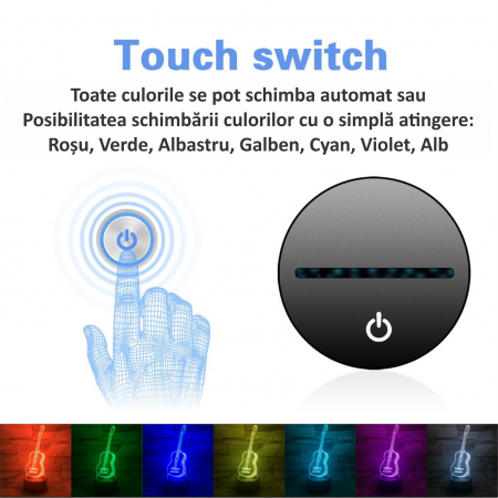 Lampa De Veghe 3D LED FizioTab 7 Culori, Lumina Ambientala, Alimentare USB, Chitara [1]