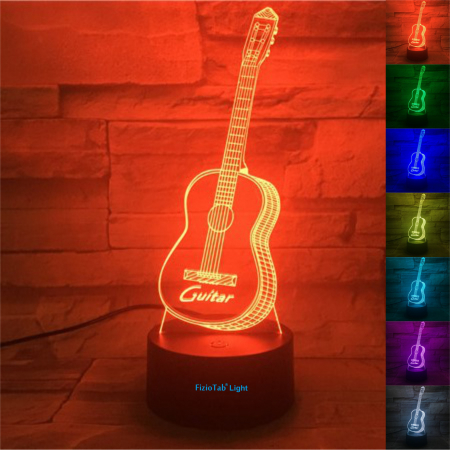 Lampa De Veghe 3D LED FizioTab 7 Culori, Lumina Ambientala, Alimentare USB, Chitara