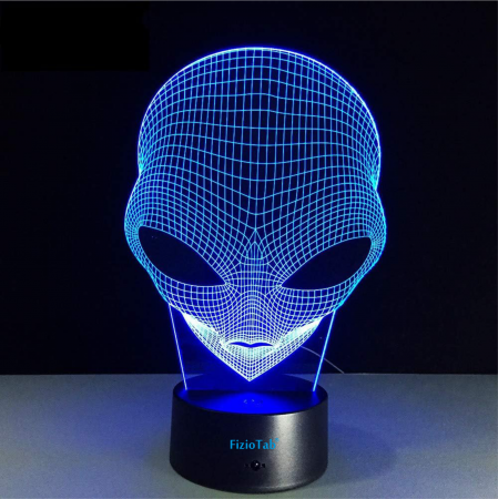 Lampi de veghe - Lampa De Veghe 3D LED FizioTab®, 7 Culori, Lumina Ambientala, Alimentare USB, Alien