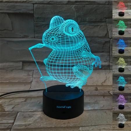 Lampi de veghe - Lampa De Veghe 3D LED FizioTab®, 7 Culori, Lumina Ambientala, Alimentare USB,  Broscuta
