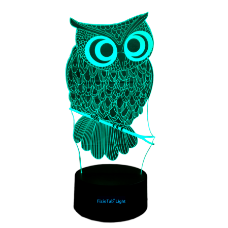 Lampi de veghe - Lampa De Veghe 3D LED FizioTab® 7 Culori, Lumina Ambientala, Alimentare USB, Bufnita