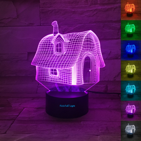 Lampa De Veghe 3D LED FizioTab®, 7 Culori, Lumina Ambientala, Alimentare USB, Casuta