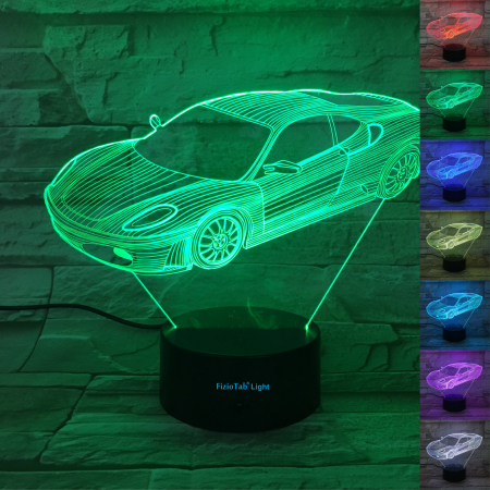 Lampi de veghe - Lampa De Veghe 3D LED FizioTab® 7 Culori, Lumina Ambientala, Alimentare USB, Masina
