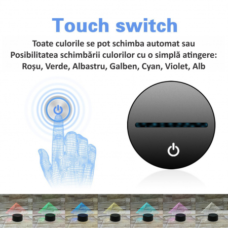 Lampa De Veghe 3D LED FizioTab®, 7 Culori, Lumina Ambientala, Alimentare USB, Piramida [1]