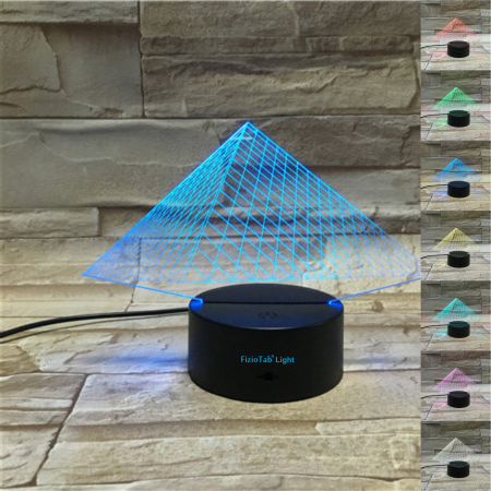 Lampi de veghe - Lampa De Veghe 3D LED FizioTab®, 7 Culori, Lumina Ambientala, Alimentare USB, Piramida
