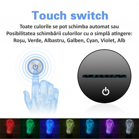 Lampa De Veghe 3D LED FizioTab® 7 Culori, Lumina Ambientala, Alimentare USB, Sfinx [1]