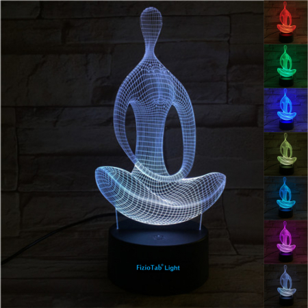 Lampi de veghe - Lampa De Veghe 3D LED FizioTab®, 7 Culori, Lumina Ambientala, Alimentare USB, Yoga