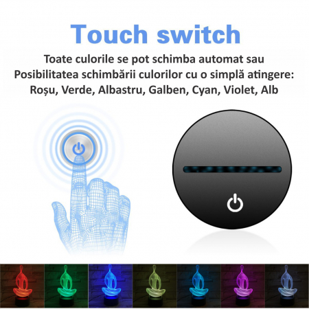 Lampa De Veghe 3D LED FizioTab®, 7 Culori, Lumina Ambientala, Alimentare USB, Yoga [1]