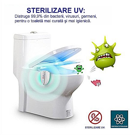 Lampa LED UV WC cu functie de sterilizare, FizioTab Light, senzor miscare, baterii incluse [2]