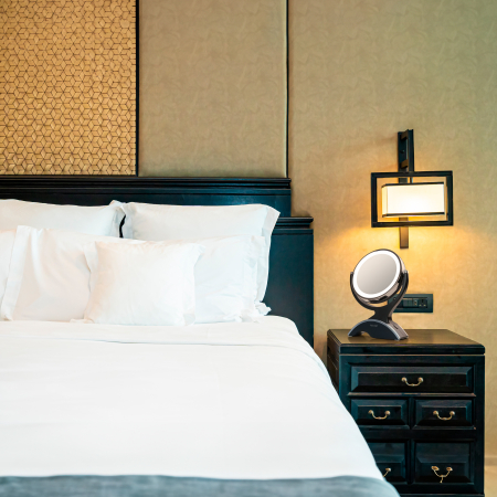 Oglinda Cosmetica FizioTab®, Iluminata Led, Dimabila, 2 Fete, Marire 10X, Baterii si Cablu USB Incluse, Negru [3]