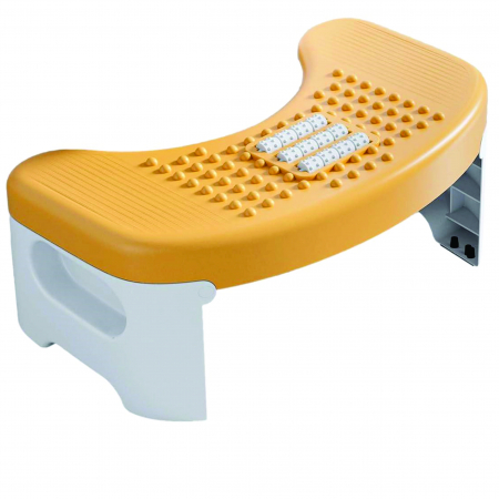 Taburetul FizioTab - Scaunel Pliabil WC FizioTab®, Impotriva Constipatiei si Hemoroizilor, Pentru Pozitia Ghemuit Corecta Pe WC, Adulti si Copii, 1 buc, Portocaliu Inaltime 18 cm