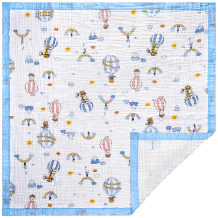 Paturici - Paturica FizioTab® pentru Bebe, din Muselina 6 Straturi,110 x 110 cm, din Bumbac, Model Balon