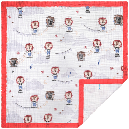 Paturici - Paturica FizioTab® pentru Bebe, Muselina 6 Straturi, 110 x 110 cm, din Bumbac, Model Lei la Circ