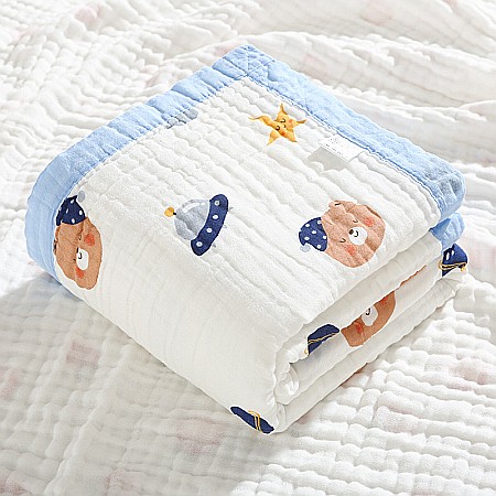 Paturica FizioTab® pentru Bebe, Muselina 6 Straturi, 110 x 110 cm, din bumbac, Model Ursi Spatiali [5]