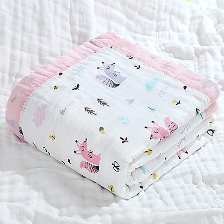 Paturica FizioTab® pentru Bebe, Muselina 6 Straturi, 110 x 110 cm, din bumbac, Model Veverite [5]