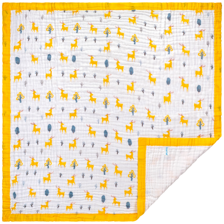 Paturica FizioTab® pentru Bebe, Muselina 6 Straturi, 110x110 cm, din bumbac, Model Cerbi
