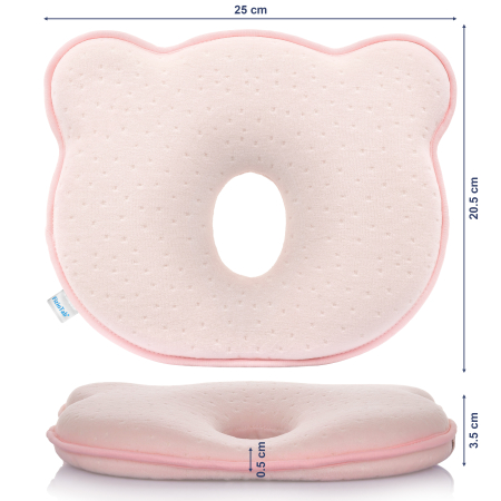Perna Bebelusi FizioTab® cu 2 Huse de Protectie Anti Plagiocefalie pentru Formarea Capului, Spuma cu Memorie, Roz [4]