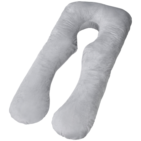 Bebe&Copii - Perna Gravide FizioTab® cu Husa Detasabila, 70x145 cm, Forma Literei U, Velvet, Gri