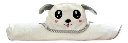 Prosop de Baie cu Gluga din Bambus pentru Bebelusi FizioTab®, Super Absorbant, Tip Halat, Moale si Pufos, 90X90 cm, Model Catelus [1]