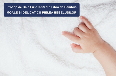 Prosopel de Baie FizioTab® din Bambus, Absorbant, Moale si Pufos, 26x26 cm, Alb [4]