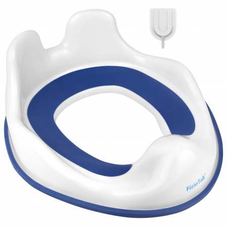 Reductoare wc - Reductor WC Copii cu Manere FizioTab® - cu Agatatoare tip Carlig pentru Depozitare Usoara, Rabbit, Albastru/Alb