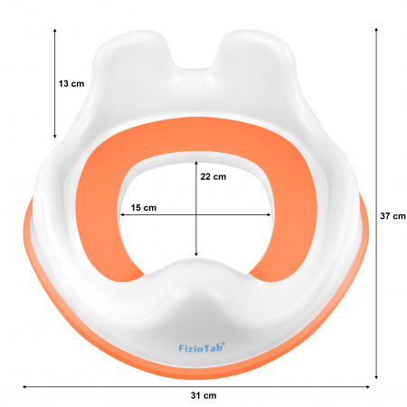 Reductor WC Copii cu Manere FizioTab® – cu Agatatoare tip Carlig pentru Depozitare Usoara, Rabbit, Portocaliu/Alb [4]
