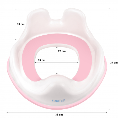 Reductor WC Copii cu Manere FizioTab® - cu Agatatoare tip Carlig pentru Depozitare Usoara, Rabbit, Roz pal/Alb [3]