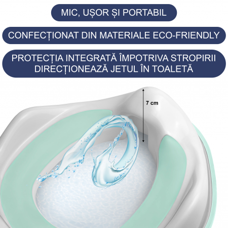 Reductor WC Copii cu Manere FizioTab® – cu Agatatoare tip Carlig pentru Depozitare Usoara, Rabbit, Verde/Alb [3]