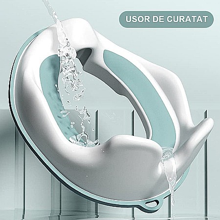 Reductor WC Copii cu Manere FizioTab® – cu Agatatoare tip Carlig pentru Depozitare Usoara, Rabbit, Verde/Alb [6]